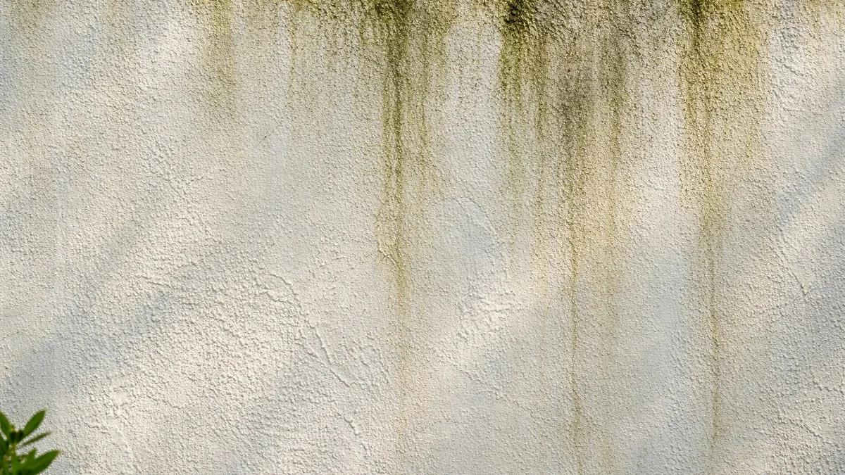 South Florida stucco home exterior with mildew streaks being pressure washed