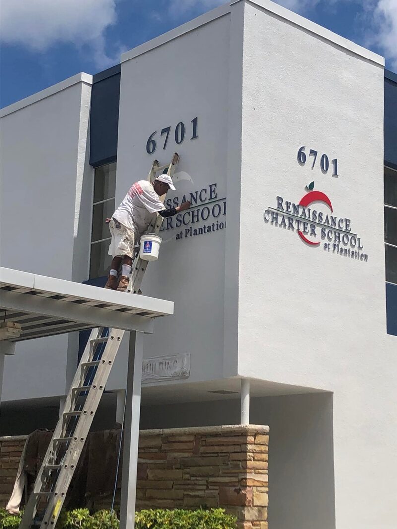 Charter school exterior painting in Plantation Florida